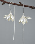 Delicate Magnolia Flower Drop Earrings