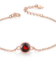 Natural Garnet and Rose Gold Bracelet