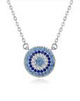 925 Sterling Silver or gold Evil Eye White & Blue Pendant Necklace