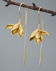 Delicate Magnolia Flower Drop Earrings