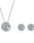 925 Sterling Silver Moissanite Necklace and Earrings