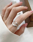 Silver Smile Design Adjustable Ring