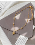 18K Gold Exquisite Heart with Crystal Anklet