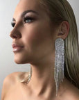 Stunning Sparkling Diamond Long Earrings