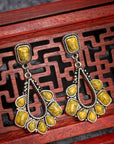 Sterling Silver And Ancient Yellow Turquoise Earrings