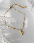 18K Gold Exquisite Heart with Crystal Anklet