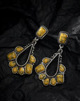 Sterling Silver And Ancient Yellow Turquoise Earrings