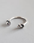 Punk Original 925 Sterling Silver Thai Sliver Fashion Wild Twisted Personality Opening Ring Simple Popular Jewelry