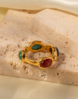 18k Gold Classic Natural Multi- Stone Ring