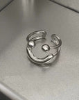 Silver Smile Design Adjustable Ring