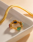 18k Gold Classic Natural Multi- Stone Ring