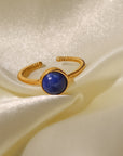 18K Gold Round Lapis Lazuli Twist Design Ring