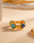 18k Gold Classic Natural Multi- Stone Ring