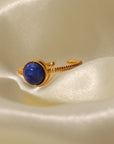 18K Gold Round Lapis Lazuli Twist Design Ring