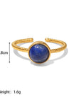 18K Gold Round Lapis Lazuli Twist Design Ring